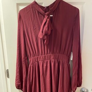 Wine colored, front bow dress